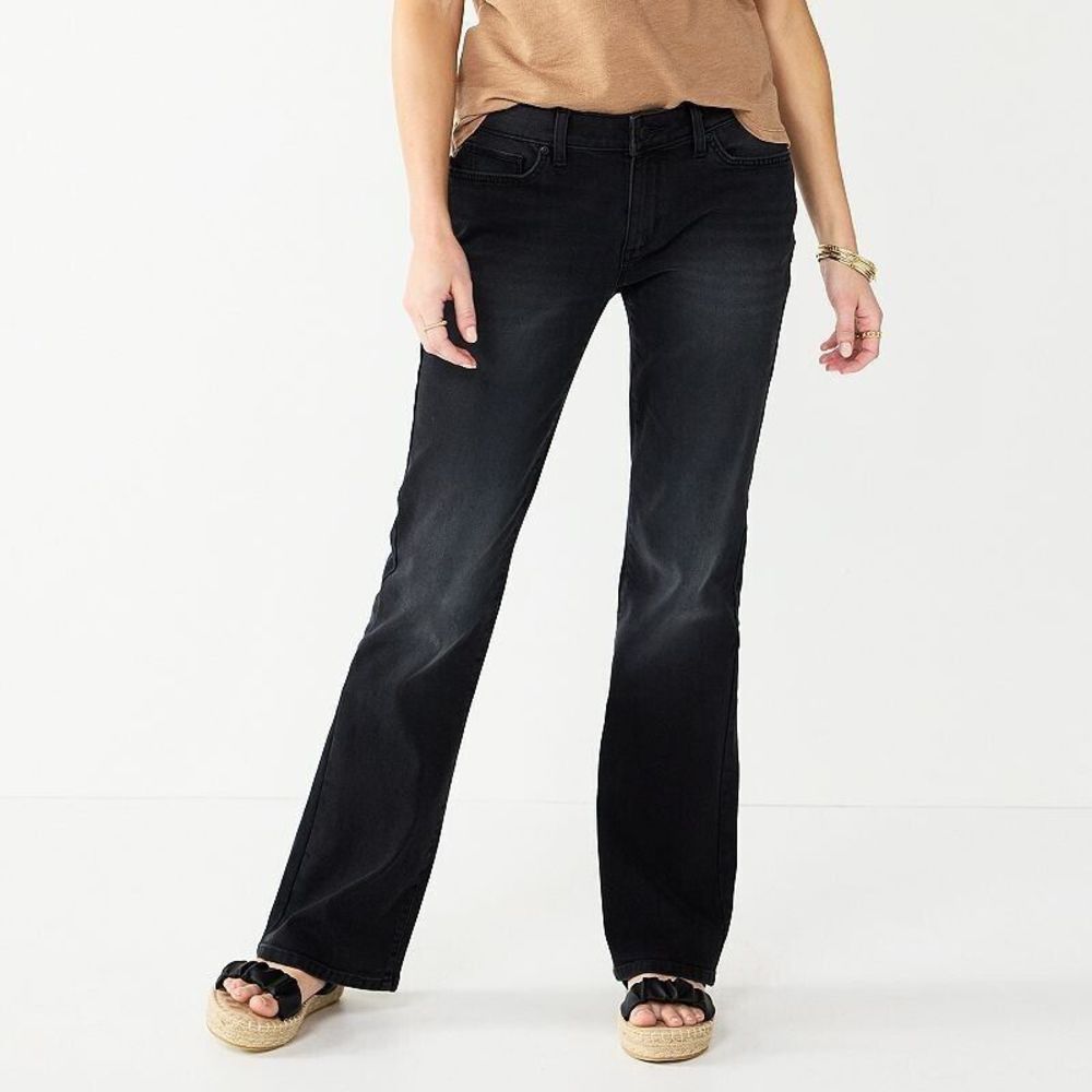 Sonoma Bootcut Jeans Womens 18 Black Mid Rise Stretch NEW